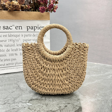 Straw Bag Handwoven Bag Women's 2025 Seaside Vacation Outdoor Daily Beach Handbag Tote Bag