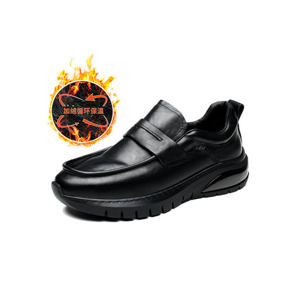 Factory Direct Supply Genuine Leather Men's Shoes Autumn New Fashion Casual Shoes Versatile Business Thick-Soled Slip-On Plus Suede Leather Shoes