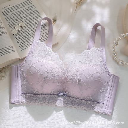 Dd409 Summer Hollow Cup Underwear for Large Busts, Minimizing and Gathering Lace Breathable Thin Adjustable Bra