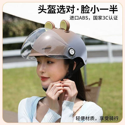 Ad Factory 3C Certified Electric Vehicle Helmet Men's and Women's Couple Helmet All-Season Motorcycle Summer Sun Protection Half Helmet