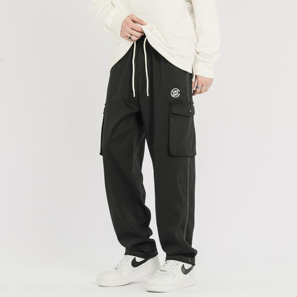 Trendy brand American retro men's high quality spring straight loose workwear 2024 New drape wide leg trousers