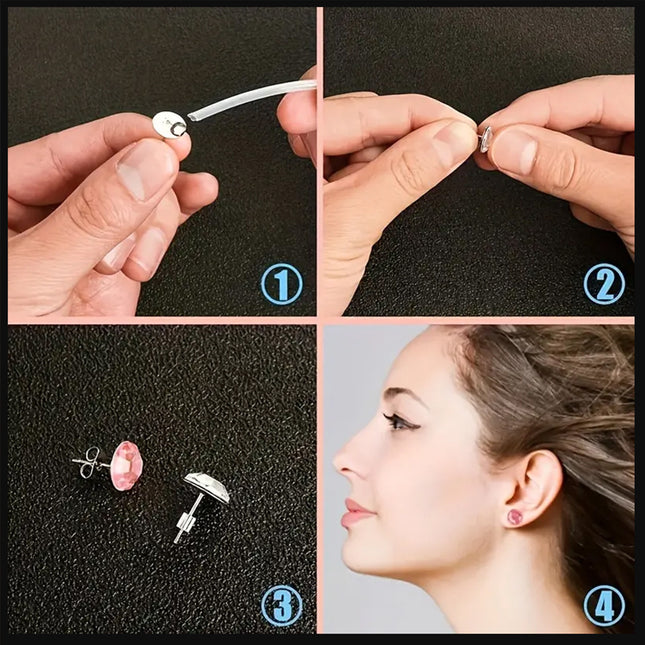 1 Set of 10-Grids Box Ear Hooks Single Ring 9-Pin Earplug Set Handmade DIY Jewelry Earrings Accessories Materials