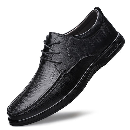 Cross-Border Business Leather Shoes, Genuine Leather Formal Casual Shoes, Spring and Summer Low-Cut Hollow Breathable Leather Flats Shoes for Men