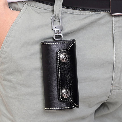 Genuine Leather Universal Key Case Advanced Sense Vegetable Tanned Leather Key Storage Bag Multifunctional Large Capacity Hanging Waist Key Case