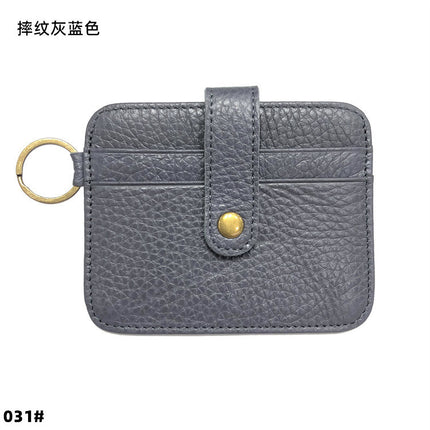 Vintage Oil Wax Leather Buckle Genuine Leather Card Holder Men's Multifunctional Cowhide Women's Coin Purse with Key Ring Driver's License Holder