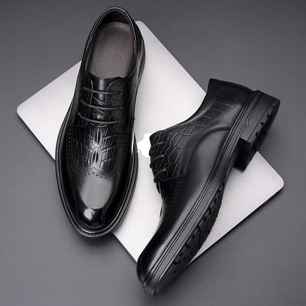 Men's Leather Shoes 2026 New Model First-Layer Cowhide Shoes Men's High-End Formal Business Brogue Shoes Young Style Shoes