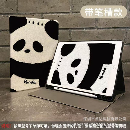 Book Silk Pattern Ipad11 Protective Case Pro10/9 Panda All-Inclusive Air5/4 Tablet Protective Case with Pen Slot
