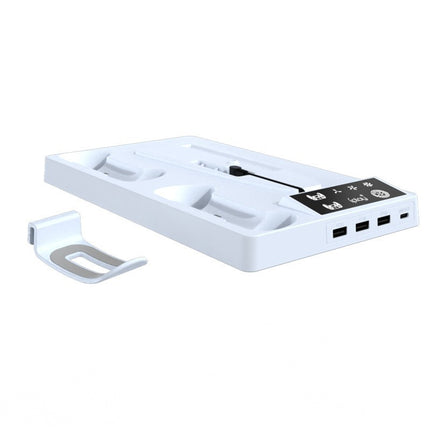 Suitable for Ps5 Slim Multifunctional Cooling Base with Rgb Light, Ps5 Charging Base, Dual Controller Charging with Hook