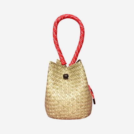 Straw Bag Artificial Flower Handmade DIY Material Bag Handmade Handbag Warm-Up Event Team Building Salon Holiday Gift