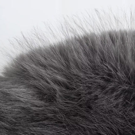 Foreign Trade European and American Winter New Style Fashionable Round Neck Long-Sleeved Artificial Fur Gray Jacket for Women 6318261