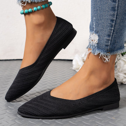 Pointed Toe Shallow Mouth Flats for Women 2025 Summer Women's Shoes Spring Breathable Flats Shoes Large Size Knitted Beanie Shoes Casual and Versatile