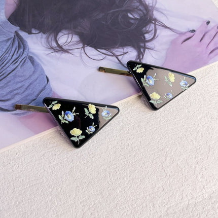 Ins Blogger Same Style Triangle Square Irregular Hairpin Spring and Summer Niche Retro All-match Flower Side Clip