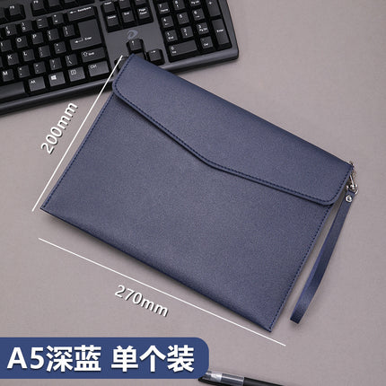 Magnetic suction leather file bag large capacity business meeting file bag waterproof office information storage book custom logo