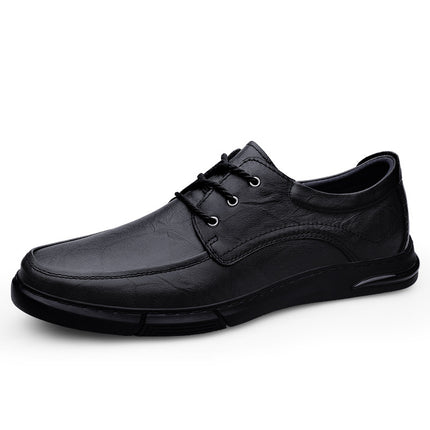 2024 spring new men's casual leather shoes first layer cowhide British lace-up business leather shoes soft leather office leather shoes