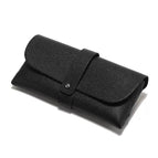 Button style black leather box
