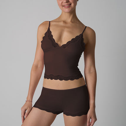 Skims Same Style Lace Underwear Set Lace Lightweight Lace Triangle Camisole Boxer Set