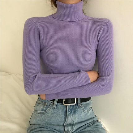 Factory direct turtleneck sweater women's autumn and winter all-match inner slim fit slim top black fashion knitted base shirt
