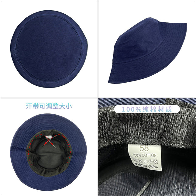 Cross-border pure cotton fisherman hat wholesale Japanese solid color face small bucket hat men's and women's light plate basin hat embroidered logo