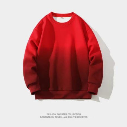 Japanese Style White Bottom Tile Spring and Autumn New Men's Sweat All-match Solid Color Gradient Crewneck Heavy Trendy Brand Sweat