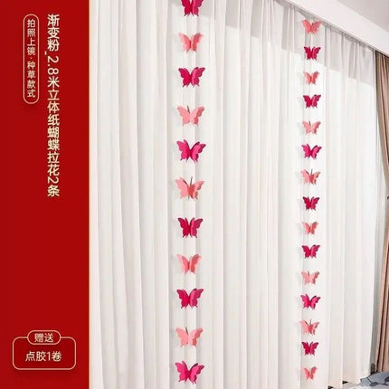 Wedding room layout suit wedding wedding curtain long pull flower bedroom living room photo props butterfly decoration