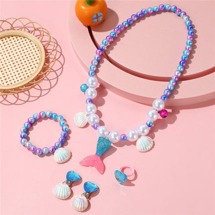 mermaid necklace diy pearl non-allergic beaded suit children cute mermaid princess necklace jewelry