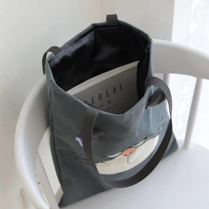 Cartoon Lucifer Bad Cat Surrounding Canvas Bag Shoulder Tote Bag Portable Small Bag Lunch Box Bag