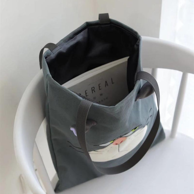 Cartoon Lucifer Bad Cat Surrounding Canvas Bag Shoulder Tote Bag Portable Small Bag Lunch Box Bag