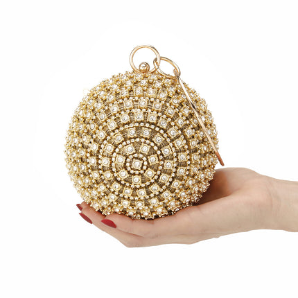 Cross-border hot rhinestone spherical ball evening bag evening bag hand handbag European and American shoulder messenger bag for women