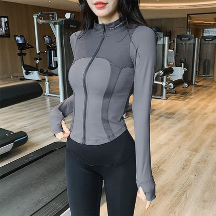 New Sports Coat Women's Outdoor Running Training Fitness Top Internet Popular Tight Slimming Yoga Clothes Long Sleeve Autumn