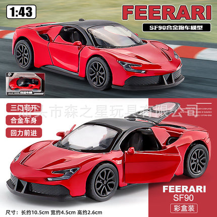 Cross-Border Popular 1:43 Three-Door Alloy Sports Car Model Kidsren's Pull-Back Toy Car Color Boxed Boy Toy Batch