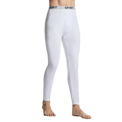 Men's Slim-Fit Winter Fleece Thermal Pants Thin Single Pants Men's Inner Wear Base Knit Pants Youth Sleep Pants