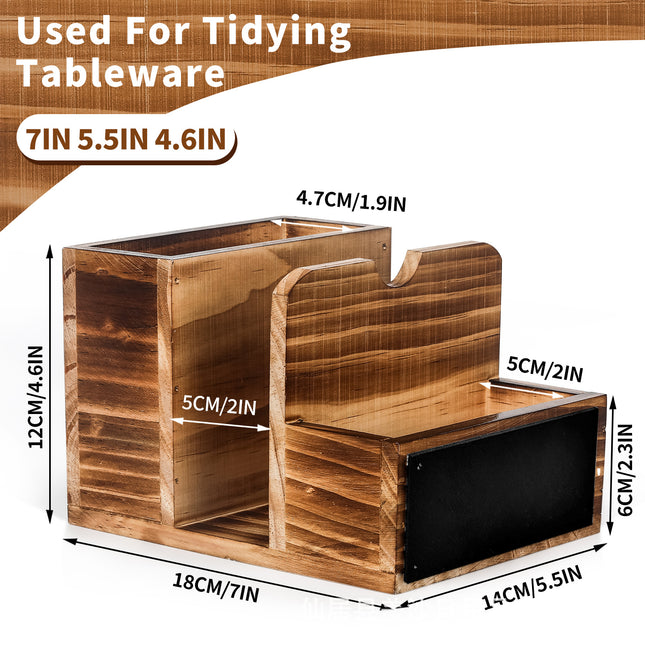 Solid Wood Desktop Tissue Box Living Room Table Tissue Holder Kitchen Countertop Seasoning Jar Placement Rack Retro Style Tissue Box