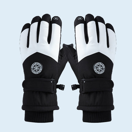 Winter Ski Gloves for Men and Women, Velvet Warm Outdoor Electric Vehicle Riding Waterproof Student Finger Touch Screen Gloves
