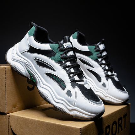 Autumn and Winter New Student Sneakers Leather Deodorant Black Fashion Men's Shoes Lace-up White Men's White Shoes