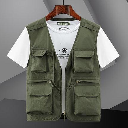 Spring and summer thin multi-pocket work vest men's outdoor photography fishing vest mesh breathable waistcoat quick-drying jacket