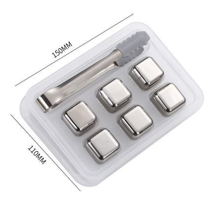 High-Quality High-Mirror Stainless Steel Ice Cube Metal Ice Tartar Recyclable Food-Grade Quick-Frozen Ice Cubes Drop Shipping