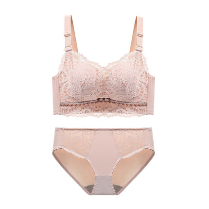 Thickened Intimates for Women with Small Breasts, Push-Up and Enlargement, Steamed Bun Cup Bra, Comfortable Side-Retractable, Non-Magnetic, Wire-Free Adjustable Bra