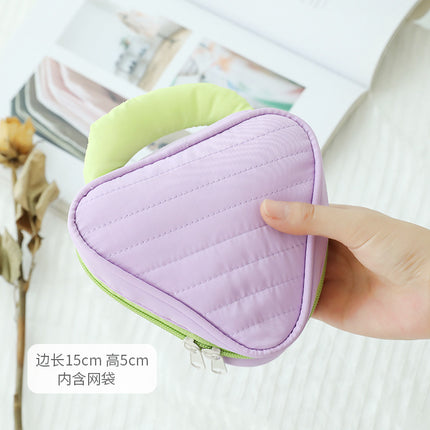 New Color-Blocked Makeup Bag, Large Capacity, High Aesthetic Toiletry Bag, Portable Travel Storage Bag, Versatile Macaron Color
