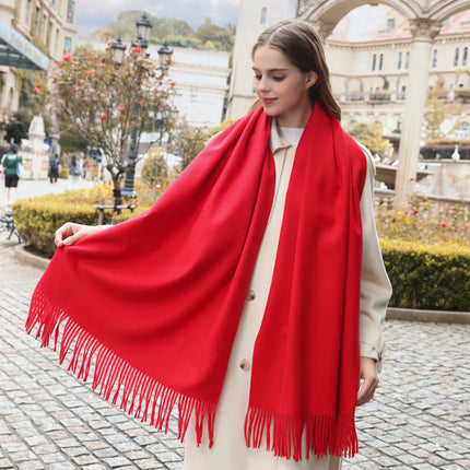 Wool Scarf Autumn and Winter Korean Style Cashmere Scarf Women's Winter New Women's Shawl Pure Color Scarf Versatile