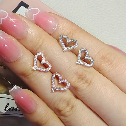 shein supply love-shaped small diamond earrings female temperament South Korea students all-match simple super fairy ear jewelry e8106