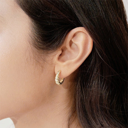 Korean Style Simple Croissant Twist Earrings Stainless Steel Curved Ear Pins Gold-Plated Women's Earrings Wholesale