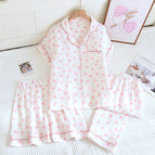 Ds41 crepe lapel girl heart home three-piece set / M fit around 45-57.5kg