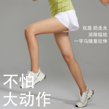 Hot Selling Fitness Yoga Sports Loose Double-Layer Anti-Light Quick-Drying Shorts with Unique Design on the Back Zipper Pockets