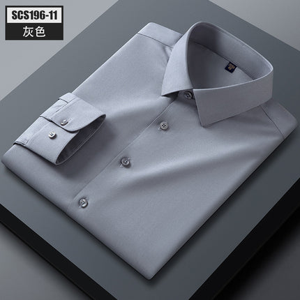 SCS196 Mulberry Silk Men's Shirt Long-sleeved Quality Men's Solid Color Clear Color Business Casual All-match Shirt Shirt