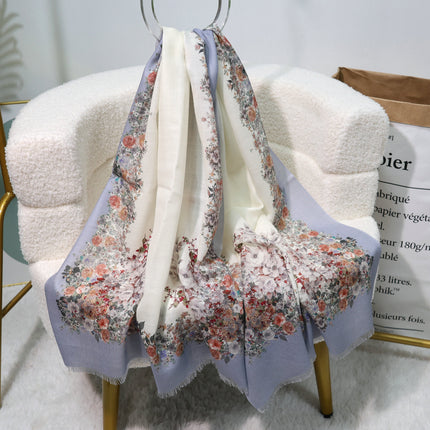 Fashion Printed Wool Scarf 80 Count Worsted Warm Large Shawl Thin Neck Protector Scarf for Mom Autumn and Winter New Products