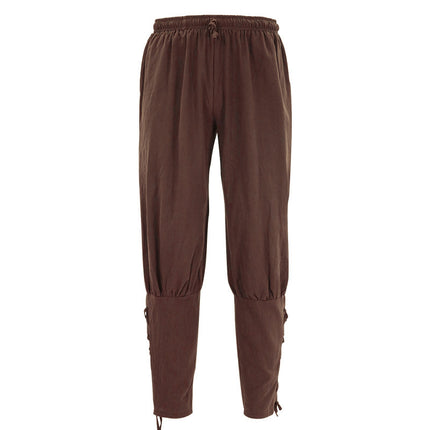 Medieval Retro Drawstring Leggings Pants Ancient European Men's Pants Stage Performance Clothing Daily Bottoming Loose Pants