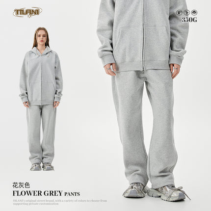Tilani Men's Autumn and Winter Velvet Thickeneded Hooded Cardigan Sweatshirt Sweatpants American Fashion Brand Youth Hoodie Suit