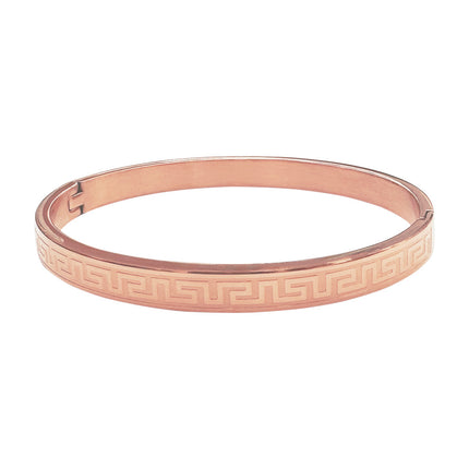Fashionable Stainless Steel Buckle Bracelets for Men and Women, Great Wall Pattern, Multiple Sizes, Ready-Made Wholesale Accessories