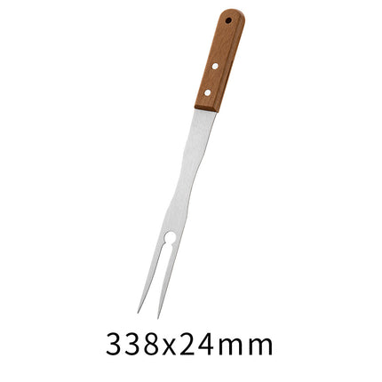 Wooden Handle Stainless Steel Spatula Korean Teppanyaki Cooking Spatula Steak Spatula Pancake Pizza Spatula Tool Set