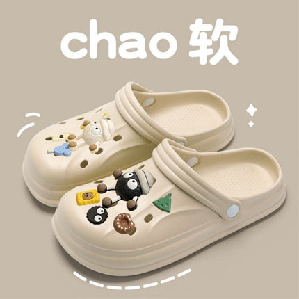 Internet Celebrous Explosive Handdog Cave Shoes Women's New Summer Beach Super Soft Thick Bottom Heightened Slippers for Outer Wear